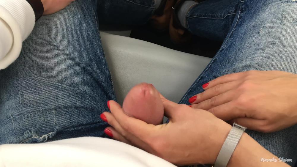 Risky Public Handjob On An Airplane, Naughty Girl Likes Big Cumshots :)