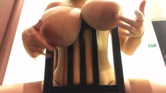 Huge boobs freely hanging on chair - January 14, 2020
