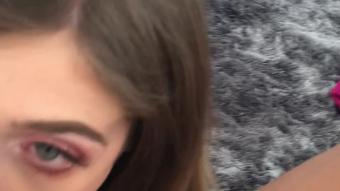 Teen loves sucking big cock and balls