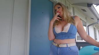 Casual smoke outside in denim - August 25, 2024