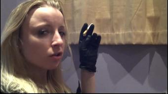 Sophieshox Chain Smoking In Black Leather Gloves