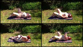 Bridgette Lane Sunbaking In The Garden With A Hitachi