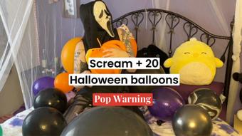 Masked SCREAM+20 Halloween BALLOONS- POPPING - January 31, 2024