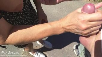 Fucking a Milf with Big Tits on a Public Road