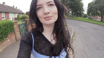 Blue dress and white panty peeing - October 29, 2019