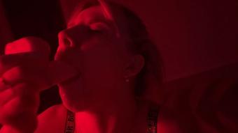 Milky deep blowjob on my toy