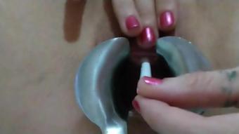 Female sounding and piss with Crazy Straw