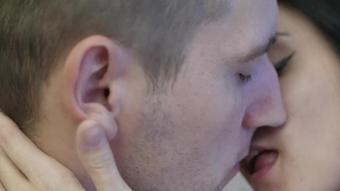 Long and dirty kisses with a horny stepsister