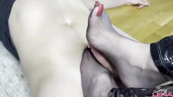 Goddess Lena - Nylon sox footjob