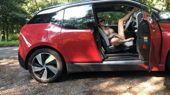 Pussy Play in Car, Door Wide Open