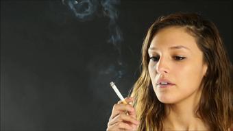 Danielle Smokes 2 Marlboro Blacks on Bla