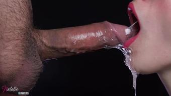 Very Detailed Close up,Messy Sloppy Deepthroat and Cum in Mouth