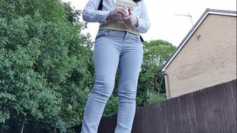 Suburban grey jeans wetting peeing - January 11, 2022