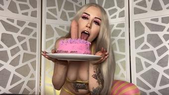 Pink Drip Cake Sitting Dildo Fucking