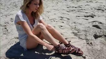 Amber's Roman Sandals at the Beach