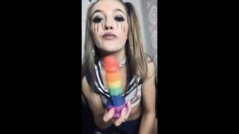 Dead little dolly sucks dildo