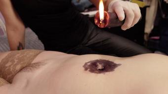 Bellybutton pain and pleasure lesbian play