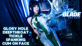 Stellar Blade. Glory Hole from EVE. Deepthroat and facial