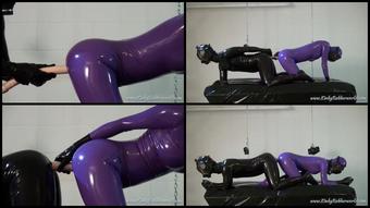 Latex Lara And Rubberboy Sharing The Double Dildo