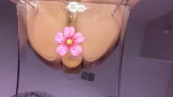 Transparent Chair Oily Dildo Fuck Tease