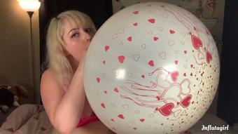 Inflatagirl Blowing Up My 32Quot Round Hearts Balloon