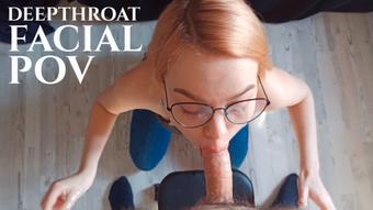 POV DEEPTHROAT | FACIAL | CUM ON FACE AND GLASSES