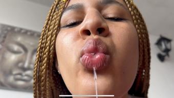 Open mouth and receive spit of giantess - January 21, 2023