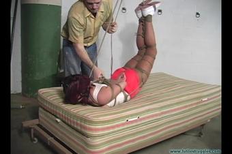 Hooters Girl Neckroped Groped Harness Gagged And Hogtie Suspended 2