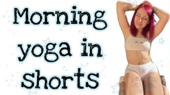 YOGA IN WHITE SHORTS