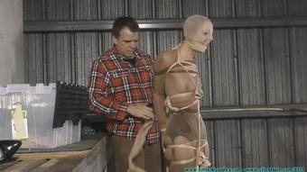 Snooty Sales Lady Bound With Pantyhose And Pied 2