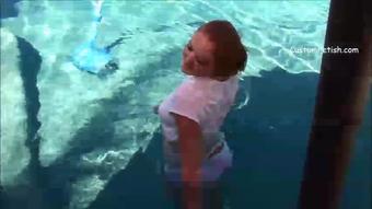 Farrah Wets Her White Cotton Underwear