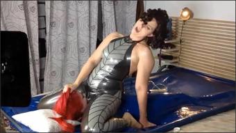 Latex Barbie Pink Catsuit Blue Vacuum Bed Liveshow
