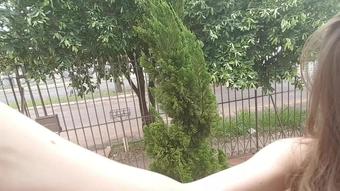 Masturbation in front of the house