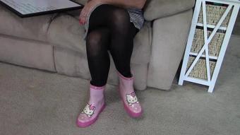 Buddahsplayground Cute Rain Boot Leg Double Leg Crossing