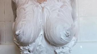 Lexi Snow Rubbing Shaving Cream Into Tits