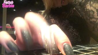 Bored Goddess at Party Nail tapping