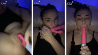 Dildo fuck and delicious cum