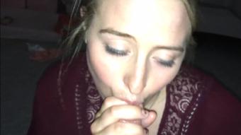 Saliva Glazed Lips- Her Wet Pink Mouth Swallowing My Huge Cum Load HOT POV!