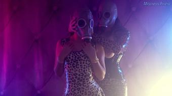 Latex and gasmask asmr lesbian fun