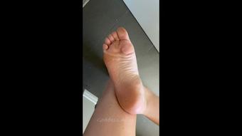Spitting on my sweaty, smelly, big feet