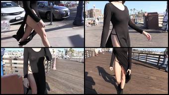 High Slit Sheer Dress Crotchless Panties
