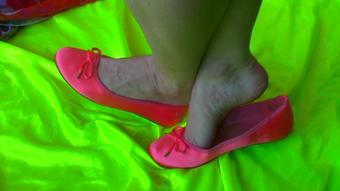 Coral Satin Flats Dangle