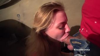 Rough Deepthroat With Saliva In The Garage