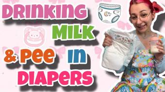 DAUGHTER PEEING IN DIAPER WHILE SUCKING MILK BOTTLE