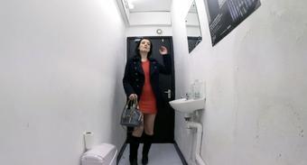 Beauty Salon open leg toilet peeing - December 25, 2024