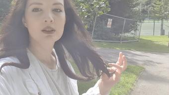 Blue tartan skirt outdoor wetting peeing - April 20, 2021