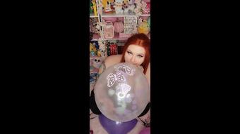 Ginger BBW Blows purple balloons galore - April 04, 2022