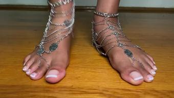 Ebony Girl Shows Barefoot Sandals