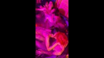 Making out in the hot tub