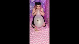 Goth kitten blows&pops balloons - November 30, 2021